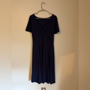 Navy Wrap Midi Dress